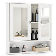 Bathroom Wall Mount Mirror Cabinet Organizer-White