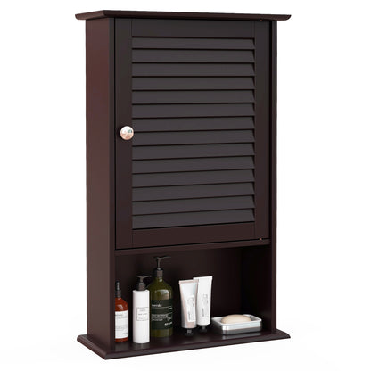 27.5 Inch H Wall Hanging Bathroom Storage Cabinet - Rustic Brown