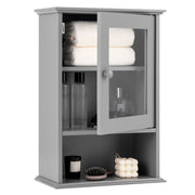 Bathroom Wall Mounted Adjustable Hanging Storage Medicine Cabinet-Gray