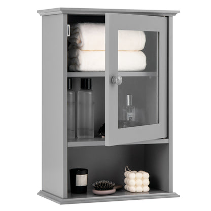 Bathroom Wall Mounted Adjustable Hanging Storage Medicine Cabinet-Gray - Gray