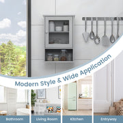 Bathroom Wall Mounted Adjustable Hanging Storage Medicine Cabinet-Gray