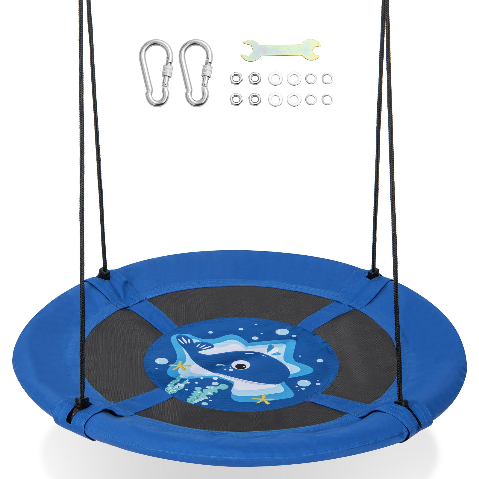 40 Inches Saucer Tree Swing with Adjustable Hanging Ropes and 900D Oxford Fabric-Rocket - Whale