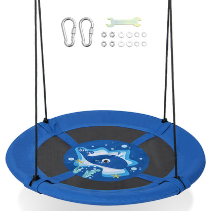 40 Inches Saucer Tree Swing with Adjustable Hanging Ropes and 900D Oxford Fabric-Rocket - Whale