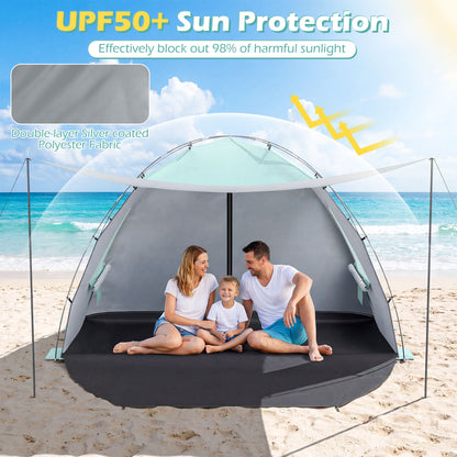 Beach Tent Sun Shelter with Canopy Pop-Up Easy Setup UPF50+ Sun Protection