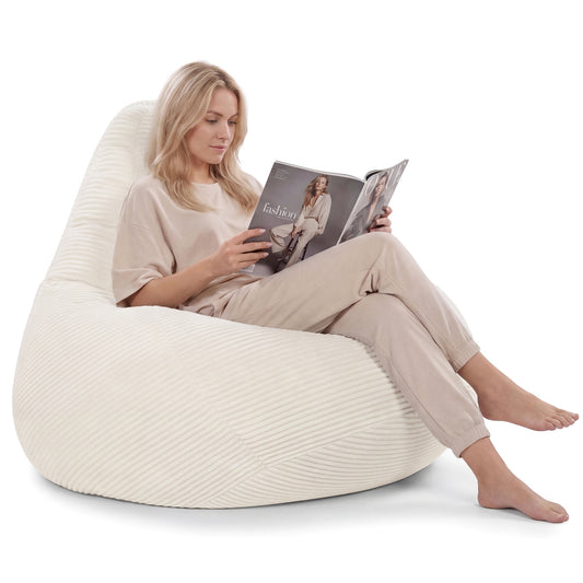 Bean Bag Chair for Adults Accent Lazy Sofa with Skin-friendly Corduroy Cover and Soft Sponge Filling
