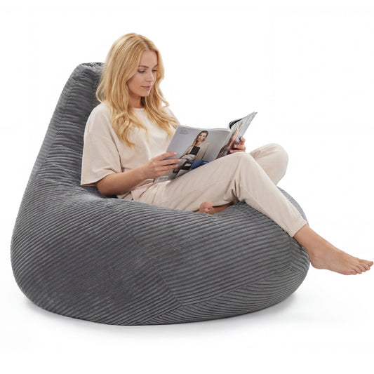 Bean Bag Chair for Adults Accent Lazy Sofa with Skin-friendly Corduroy Cover and Soft Sponge Filling