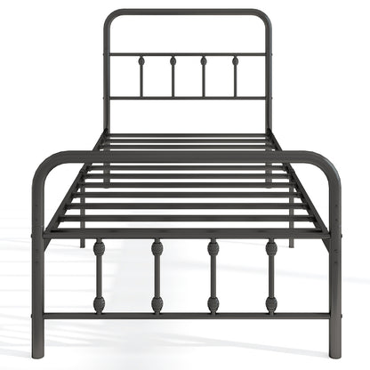 Bed Frame with Headboard and Under Bed Storage Black-Twin Size - Twin Size