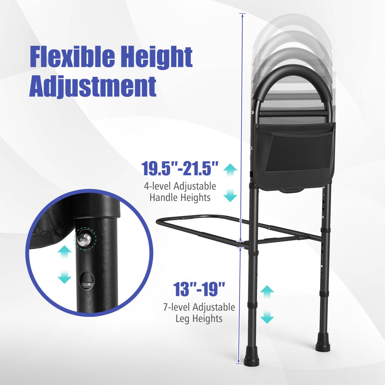 Bed Rails for Elderly Adults Safety Height Adjustable Bed Assist Railings