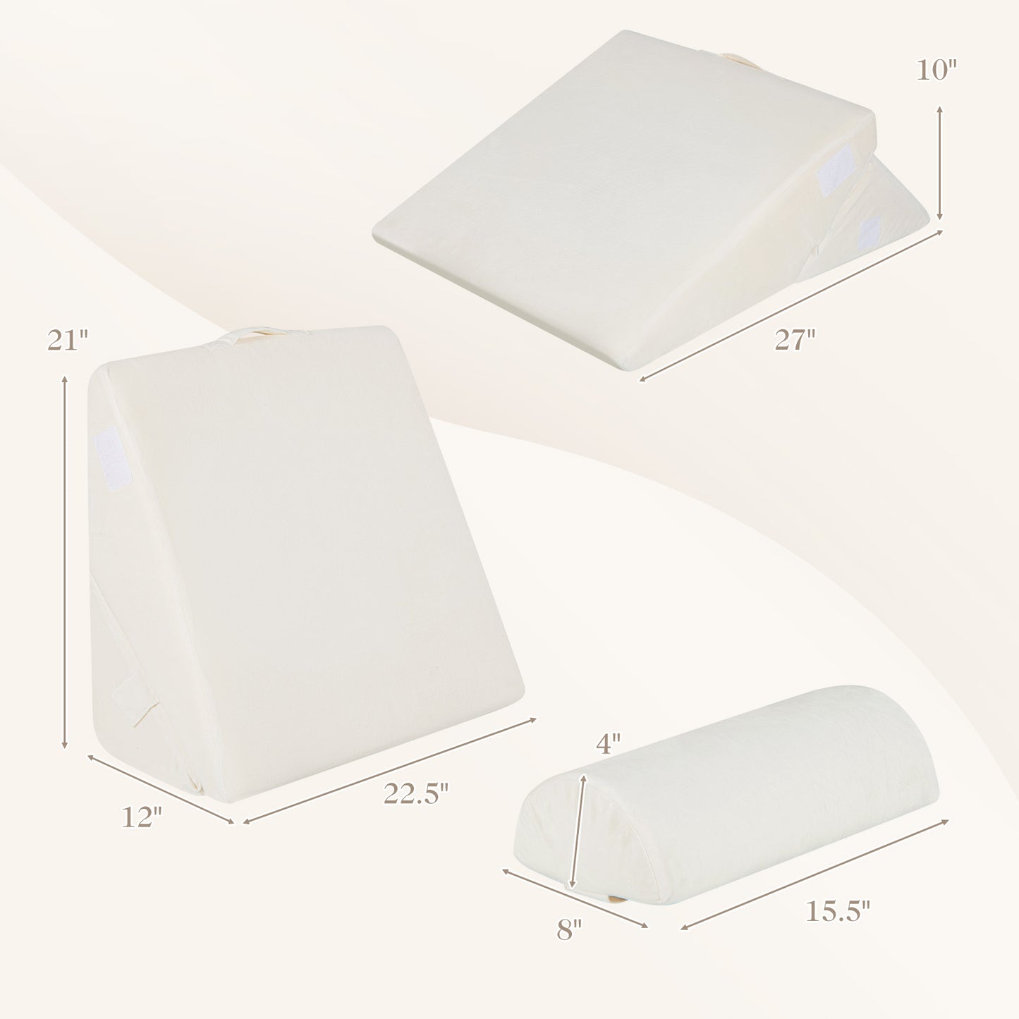 3 Pieces Bed Wedge Pillow Set with Air Memory Foam