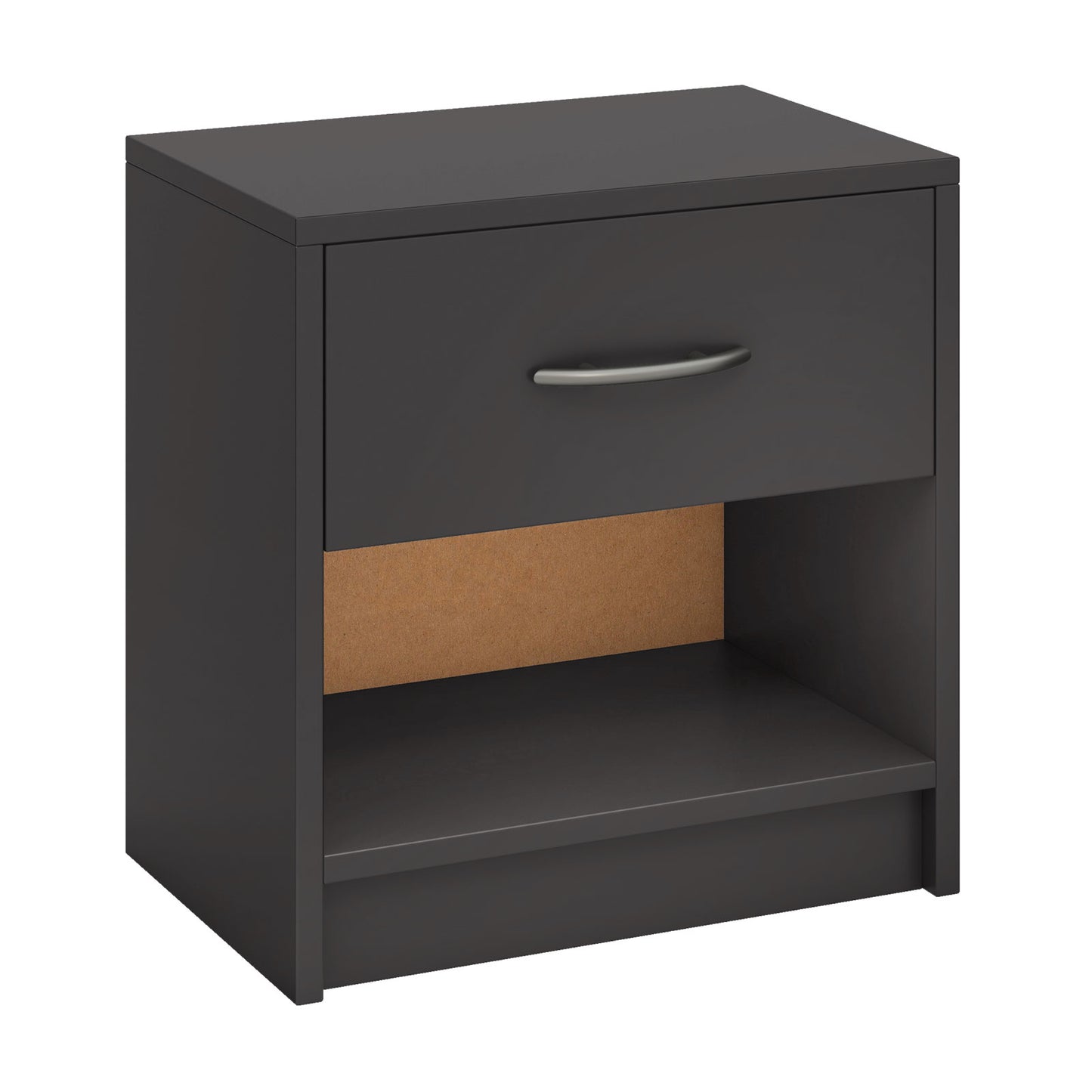 Bedside Table Nightstand with Drawer and Open Storage Shelf-White - Gray
