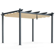 10 x 12 Feet Outdoor Aluminum Retractable Pergola Canopy Shelter Grape Trellis-Beige