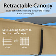10 x 12 Feet Outdoor Aluminum Retractable Pergola Canopy Shelter Grape Trellis-Beige