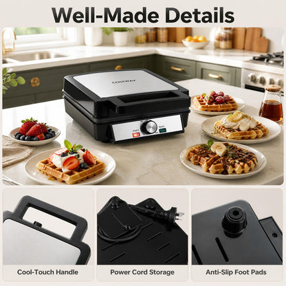 4-Slice Belgian Waffle Maker 1200W with Browning Control