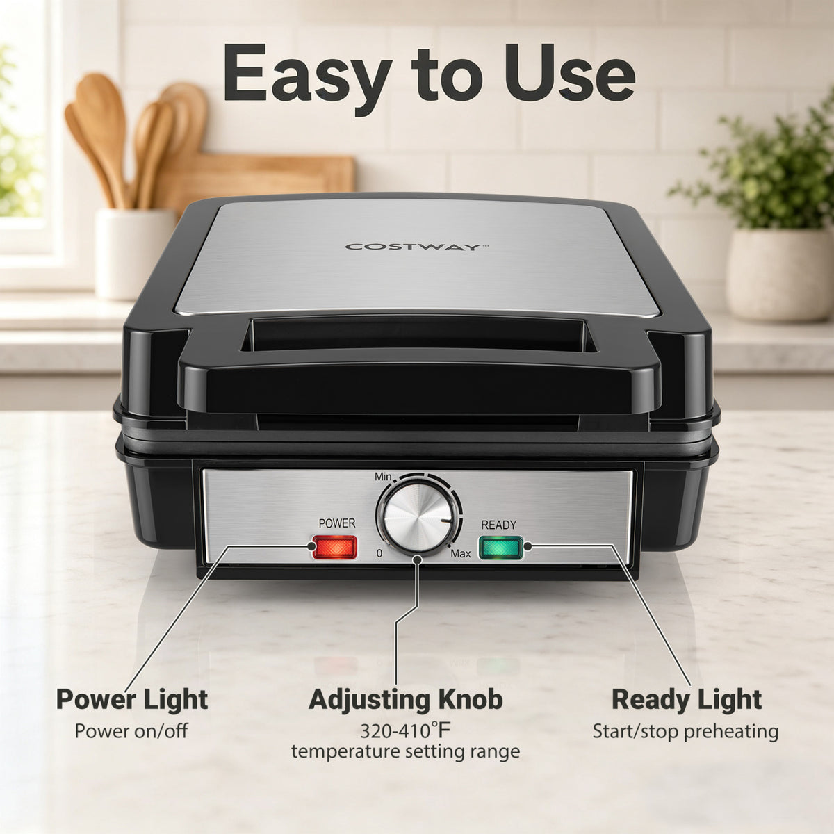 4-Slice Belgian Waffle Maker 1200W with Browning Control