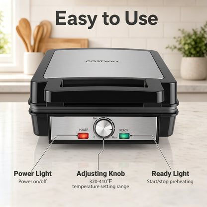 4-Slice Belgian Waffle Maker 1200W with Browning Control