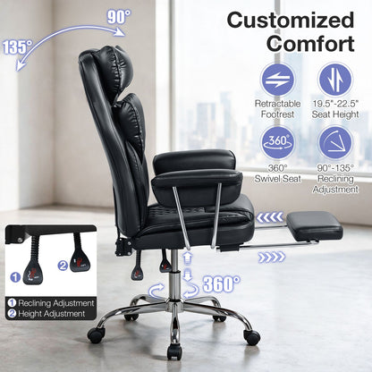 Big and Tall Executive Office Chair with Lumbar Support and Adjustable Seat