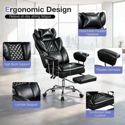 Big and Tall Executive Office Chair with Lumbar Support and Adjustable Seat