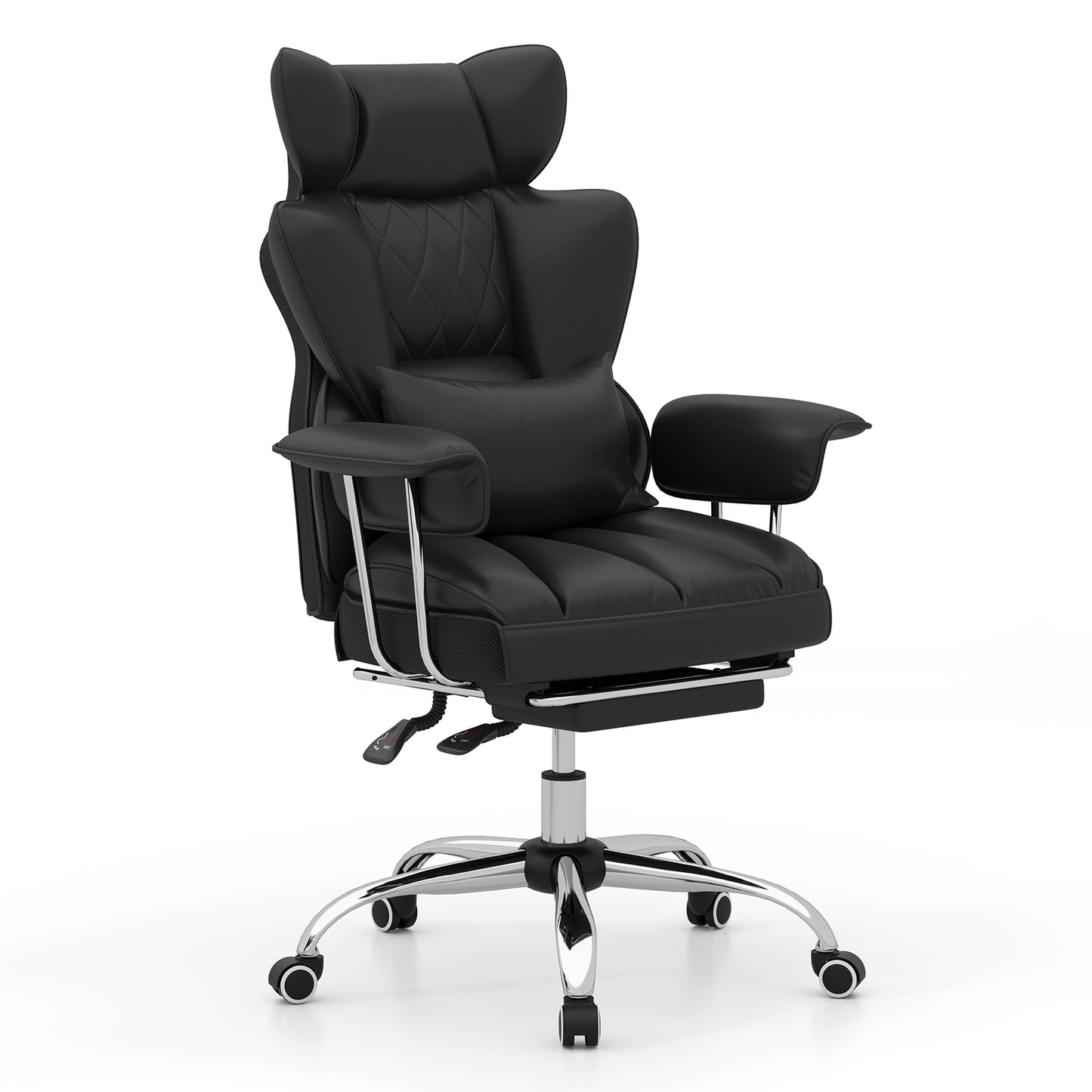 Big and Tall Executive Office Desk Chair with Footrest-Gray - Black