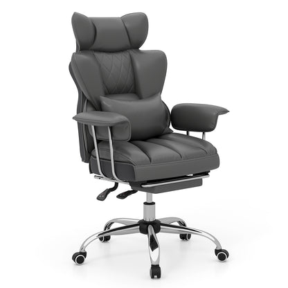 Big and Tall Executive Office Desk Chair with Footrest-Gray - Gray