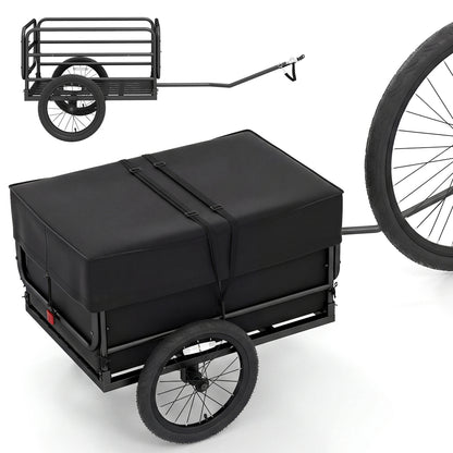 Bike Cargo Trailer with Bag and Cover Heavy-Duty Bicycle Wagon Cart-Black
