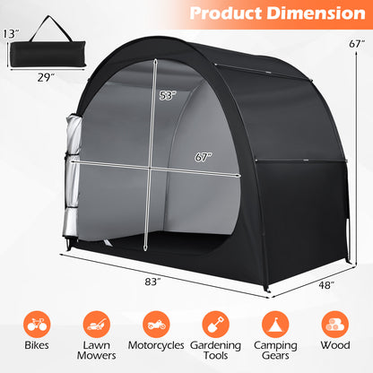 Bike Storage Tent Portable Bicycle Shed with Waterproof PU Coated Oxford Fabric