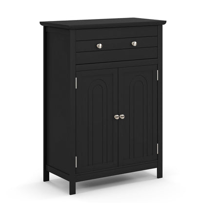 Free Standing Bathroom Storage Cabinet with Large Drawer - Black