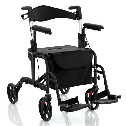 Folding Rollator Walker with Seat and Wheels Supports up to 300 lbs