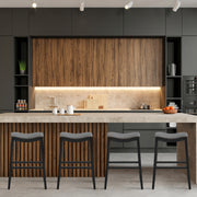 29 Inch Set of 2 Backless Wood Nailhead Barstools with PVC Leather Seat-Black