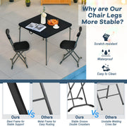 2 Pieces Outdoor Folding Chair Set with Sturdy Frame and Ergonomic Backrest-Black