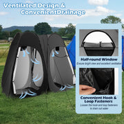 Oversized Pop Up Shower Tent with Window Floor and Storage Pocket-Black
