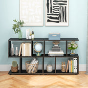 24 Inch 3-Tier Geometric Bookshelf with Thick Foot Pads-Black
