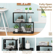 24 Inch 3-Tier Geometric Bookshelf with Thick Foot Pads-Black