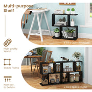 24 Inch 3-Tier Geometric Bookshelf with Thick Foot Pads-Black