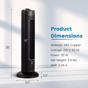 Fantask 35W 28 Inch Quiet Bladeless Oscillating Tower Fan