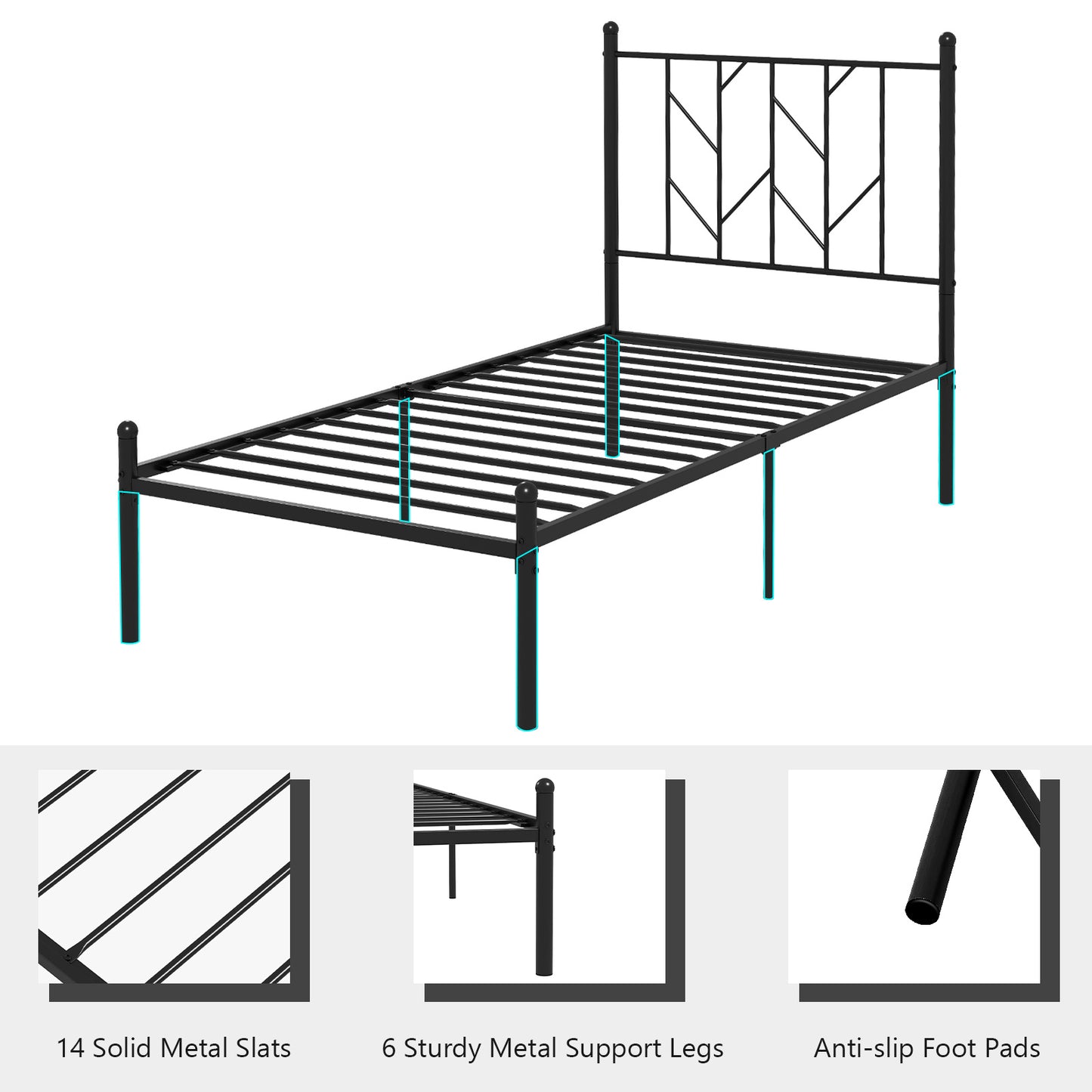Twin/Full/Queen Size Platform Bed Frame with Sturdy Metal Slat Support