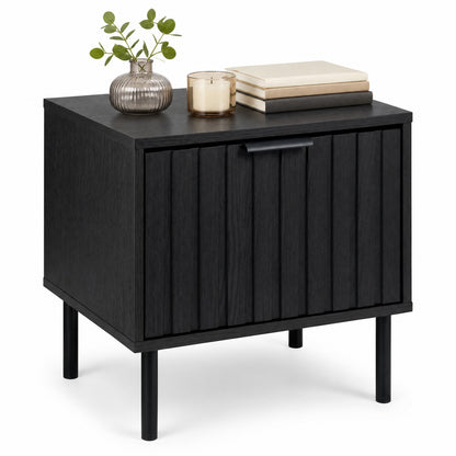 Modern Nightstand with Vertical-Striped Drawer