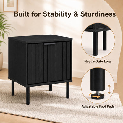 Modern Nightstand with Vertical-Striped Drawer