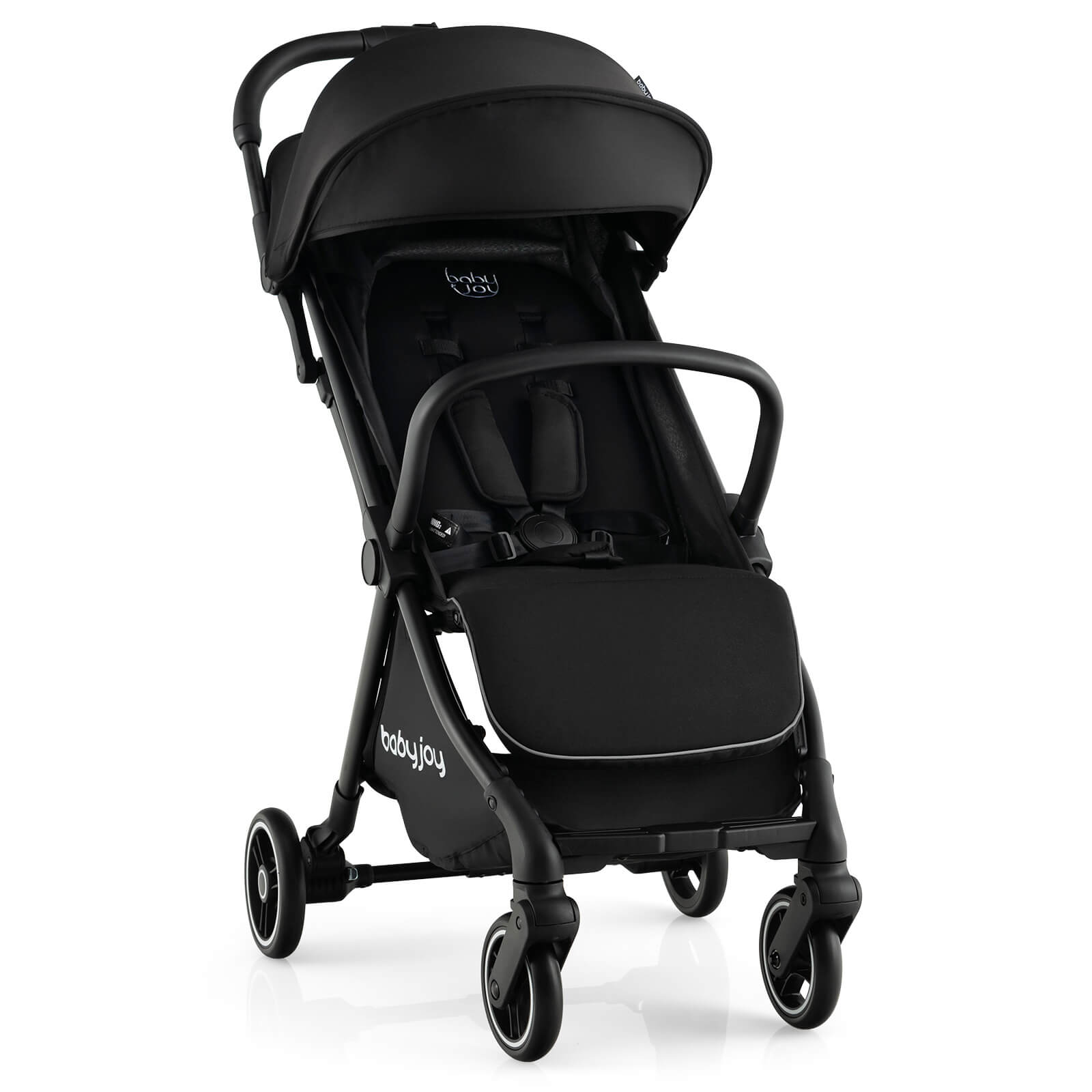 One-Hand Folding Portable Lightweight Baby Stroller with Aluminum Frame-Blue - Black