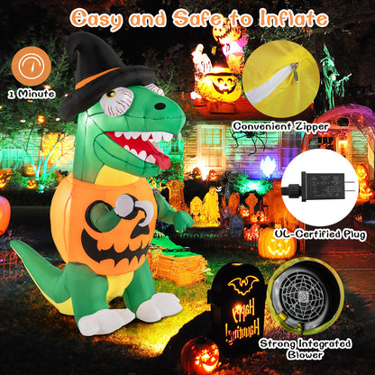 Blow up Inflatable Pumpkin Dinosaur Yard Decoration with Built-in LED Lights