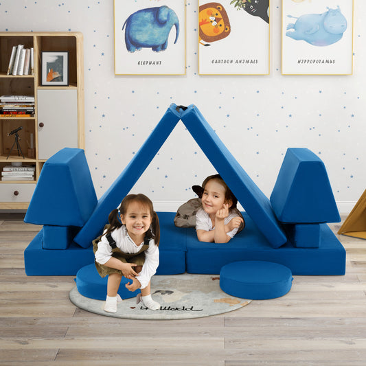 10-Piece Kids Play Couch Sofa with Portable Handle