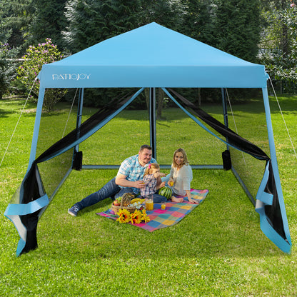 10 x 10 Feet Pop Up Canopy with with Mesh Sidewalls and Roller Bag