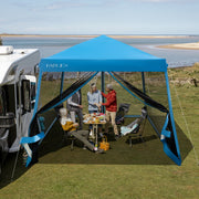 10 x 10 Feet Pop Up Canopy with with Mesh Sidewalls and Roller Bag-Blue