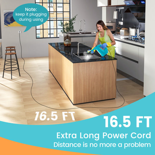 1400W Handheld Steam Cleaner with 14-Piece Accessory Kit and Child Lock