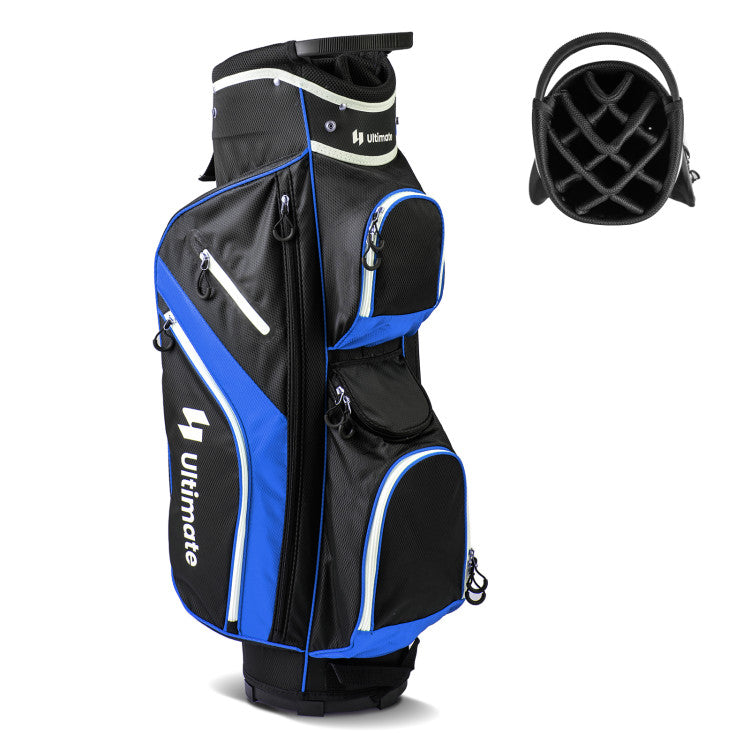 Golf Cart Bag with 14 Way Top Dividers-Red - Blue