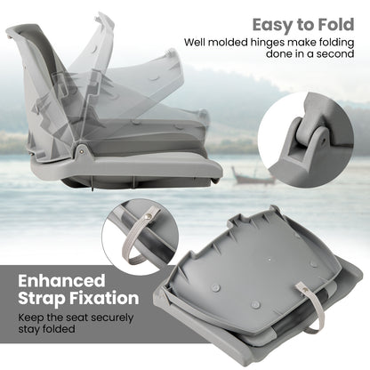 Boat Seat Folding Low Back Boat Chair with Marine-Grade PVC-White