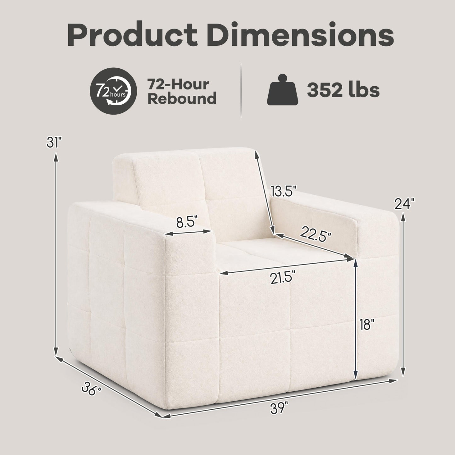 Cloud Sofa Chair with Terry Cloth Upholstery
