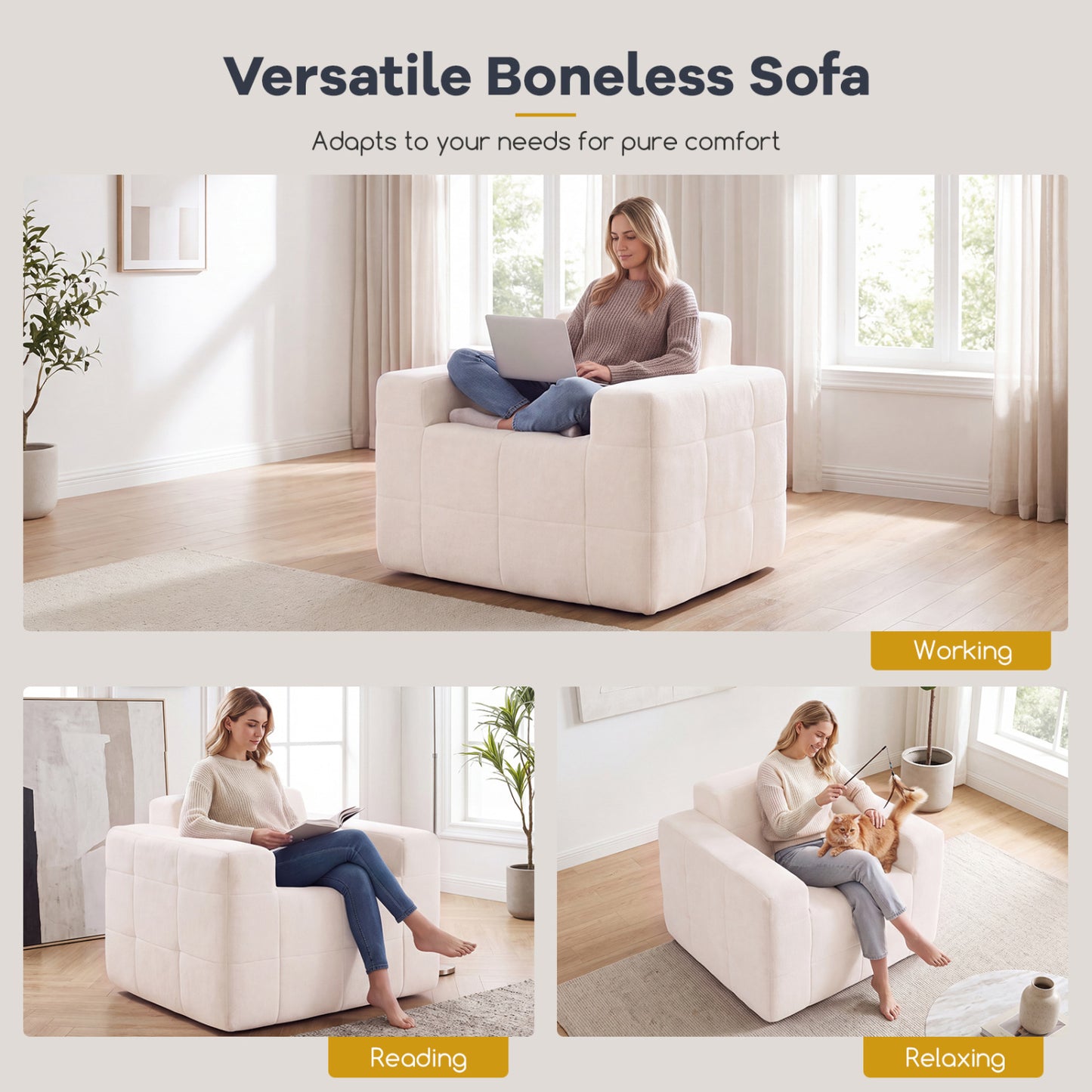 Cloud Sofa Chair with Terry Cloth Upholstery