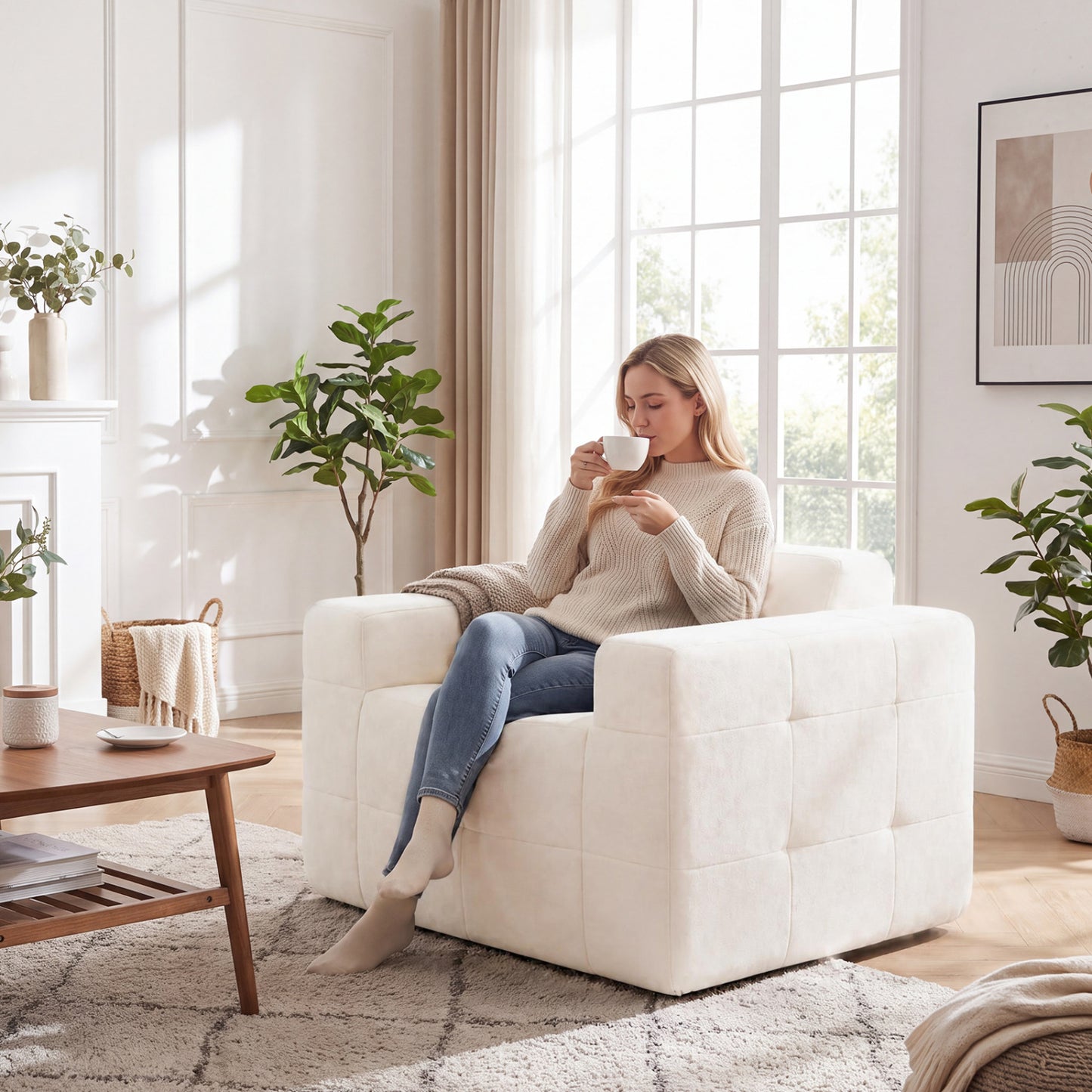Cloud Sofa Chair with Terry Cloth Upholstery