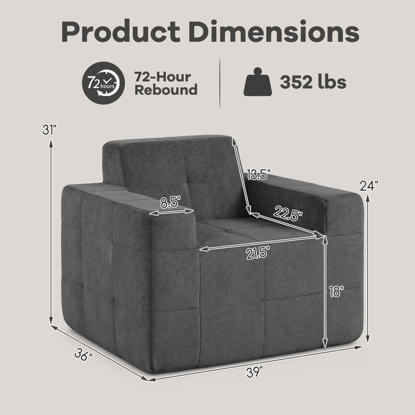 Cloud Sofa Chair with Terry Cloth Upholstery