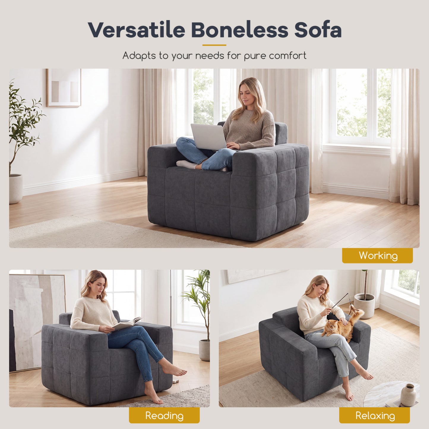 Cloud Sofa Chair with Terry Cloth Upholstery
